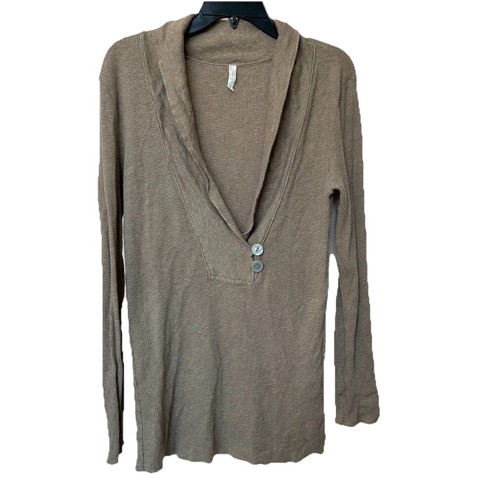 Old Navy Top Women’s Lg Long Sleeve Cowl Neck Long Line Brown Grunge Y2K